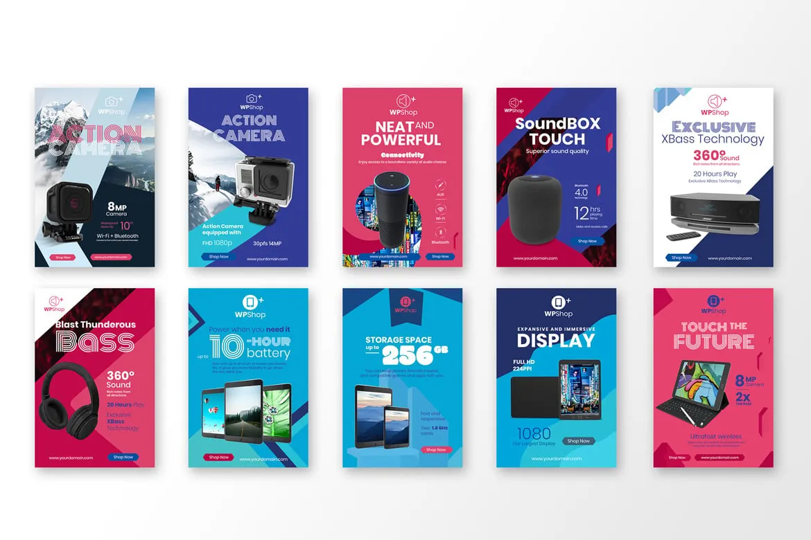 10 Pinterest Pin Banner-Products Vol2 – Editable Templates for Social Media & Marketing