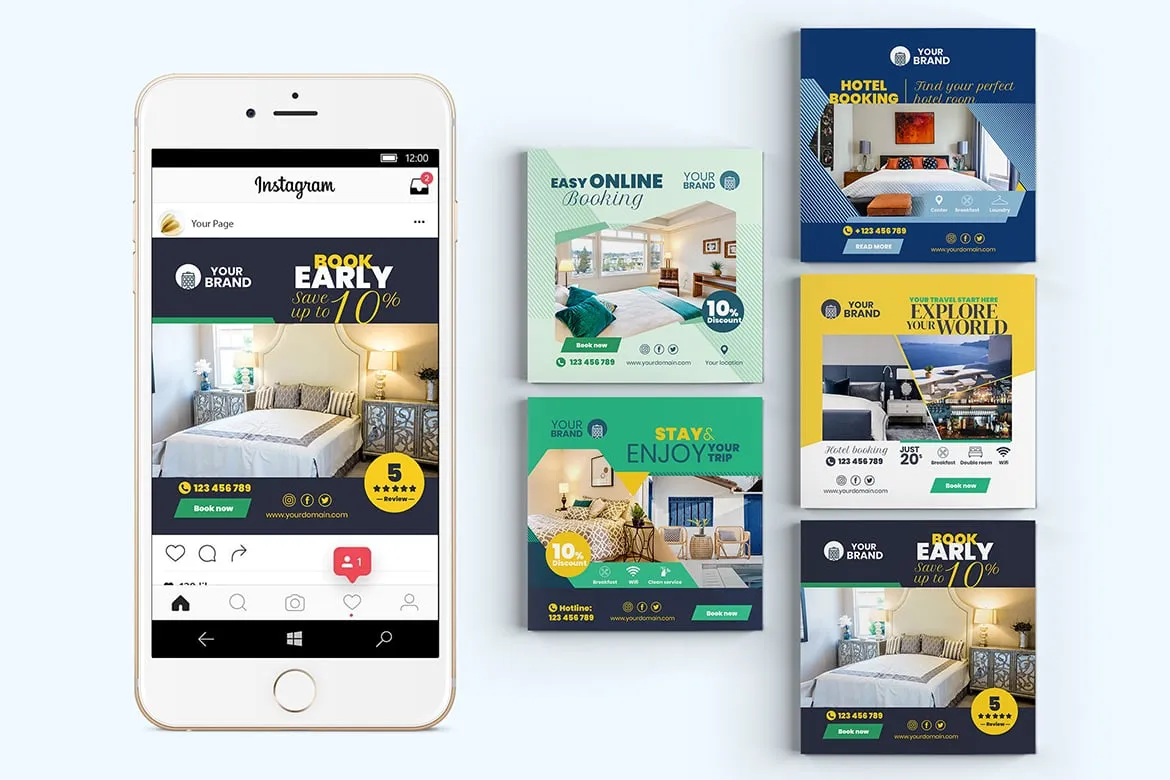 10 Social Media Banners - Hotel Booking | Ready-to-Use Templates