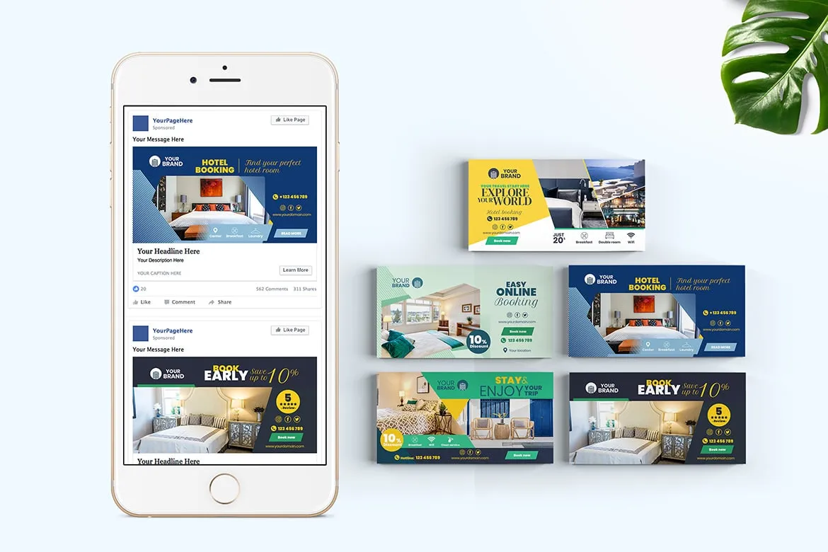 10 Social Media Banners - Hotel Booking | Ready-to-Use Templates