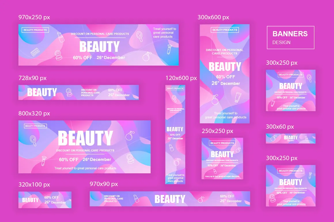 Beauty Social Network Web Banners Ads Template – Ready-to-Use Design for Social Media