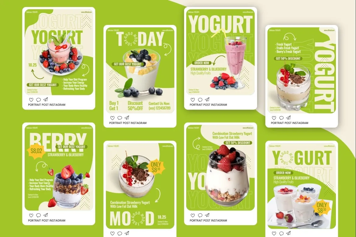 Beryoug - Yogurt Instagram Post Portrait Template