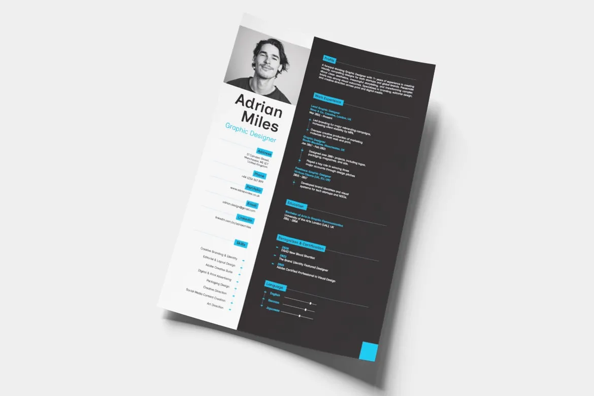 Clean Elegant Professional CV Resume Template – Modern & Minimalist Design for Job Seekers