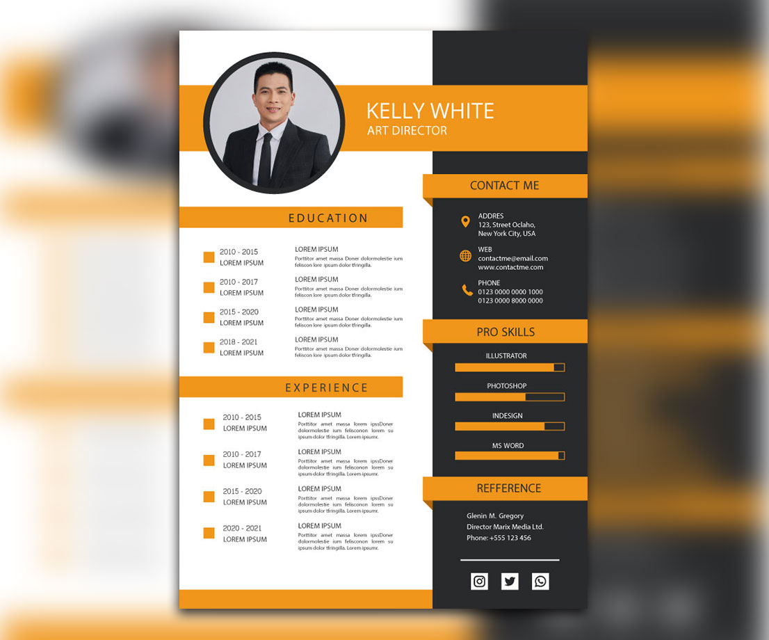 Clean and Modern Resume Portfolio AI & EPS – Minimal, Professional Design