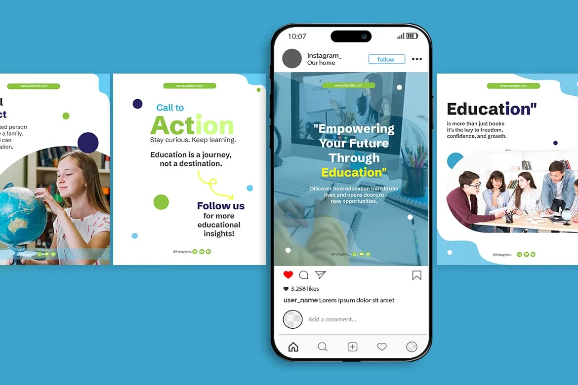 Education Course Instagram Post Carousel Template – Editable & Free Design
