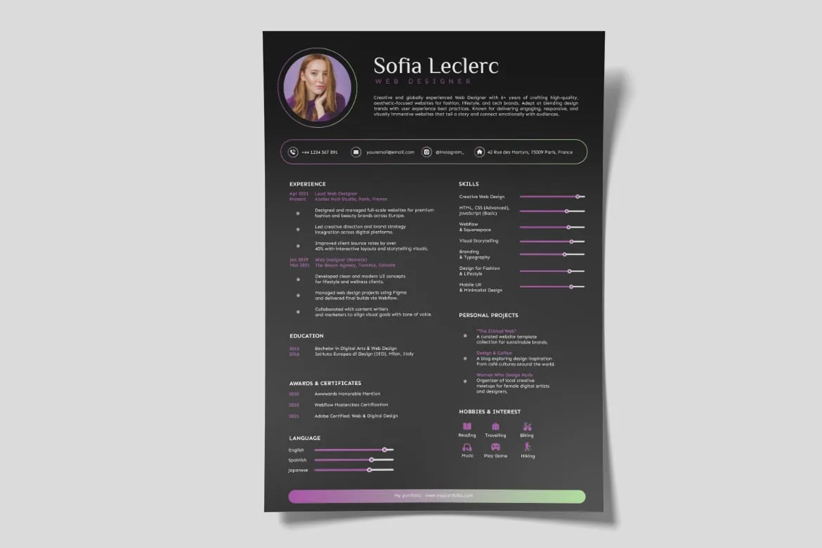 Elegant Aesthetic Professional CV Resume Template – Stand Out with Style