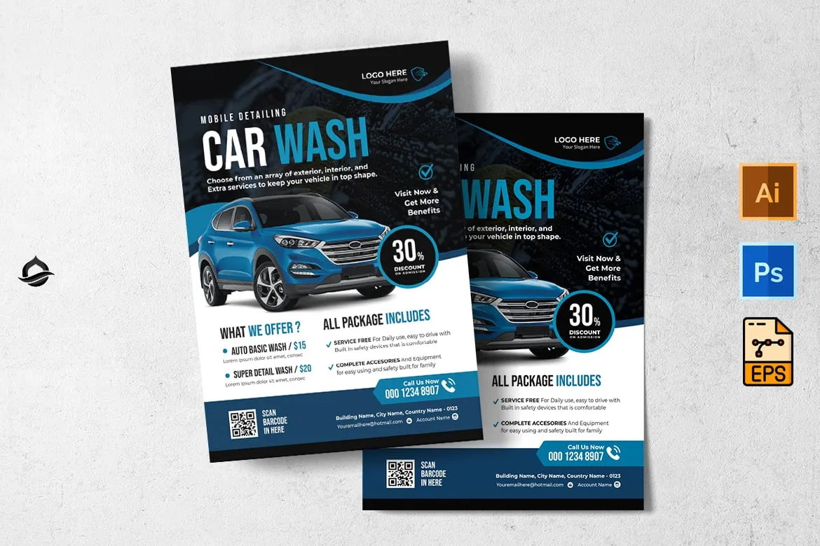 Express Car Wash Flyer & Instagram Post – Editable Templates for Social Media