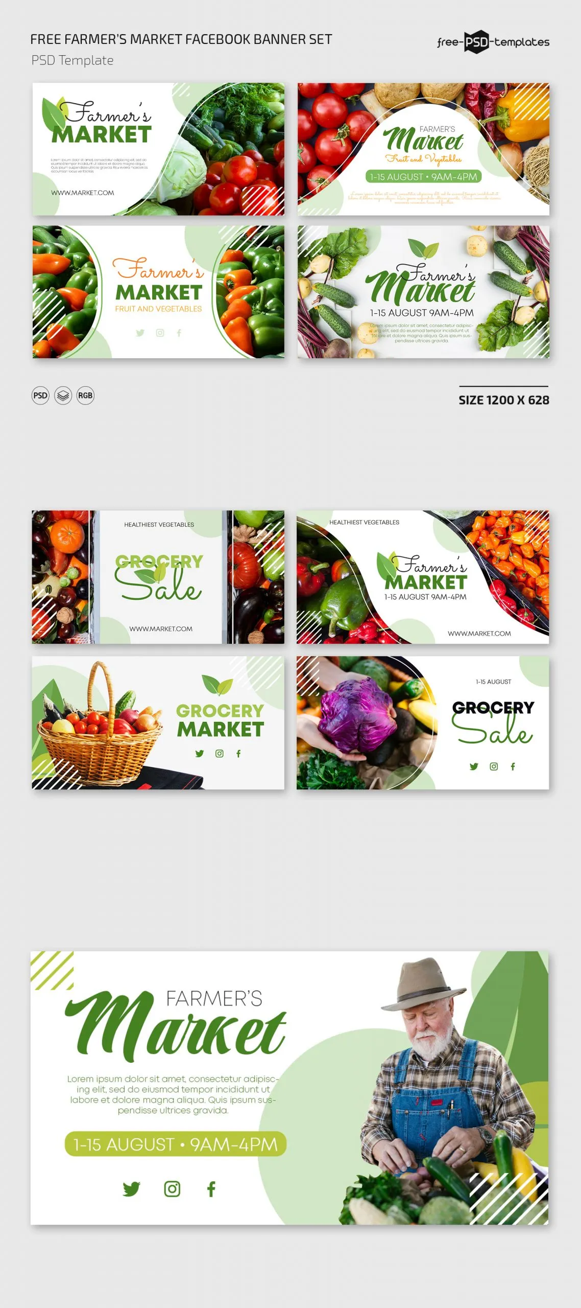Free Farmer’s Market Facebook Banner Set – Editable & Ready to Use