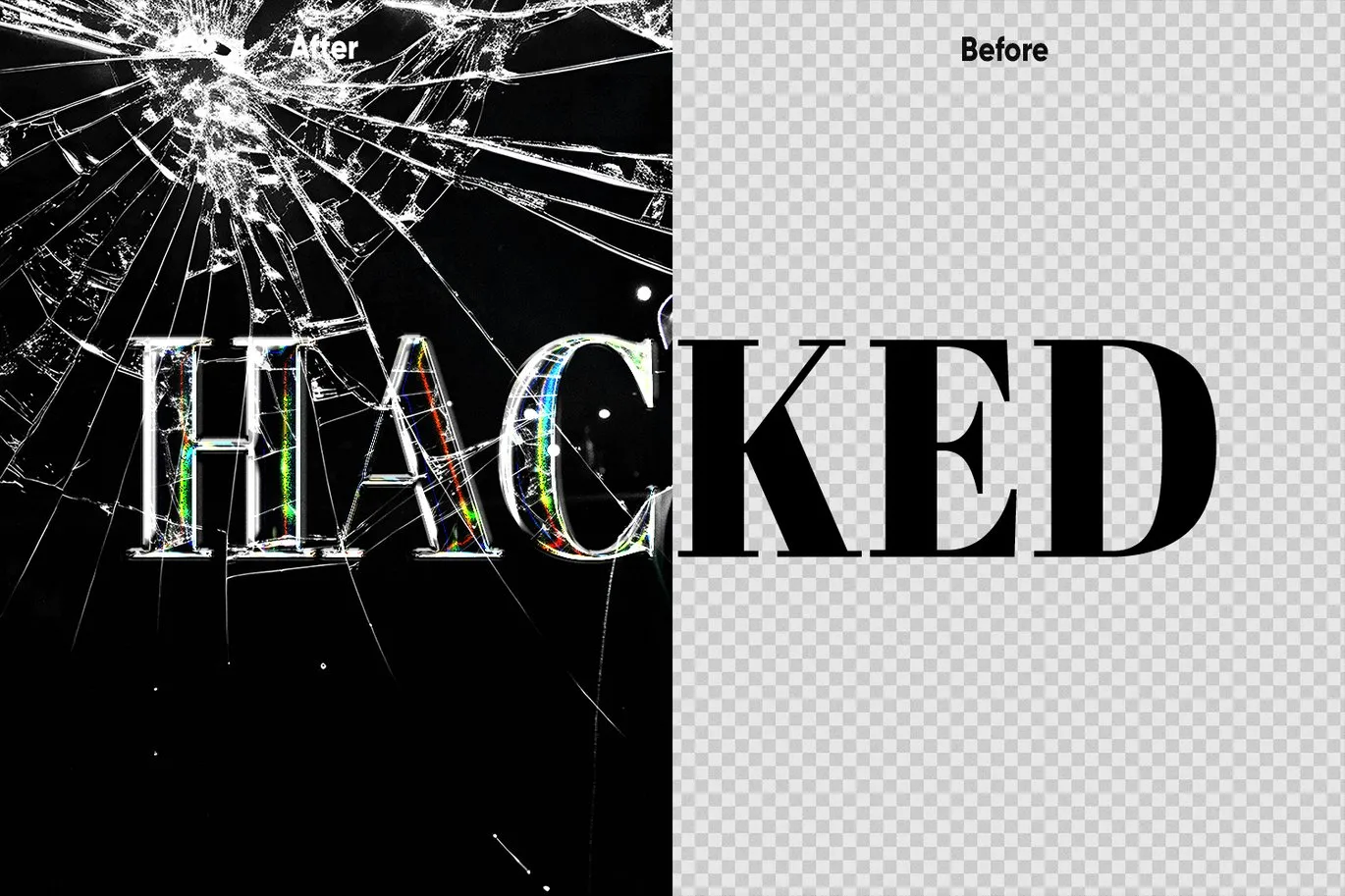 Hacked Screen Crack Broken Glass Text Effect – Free & Editable PSD Template