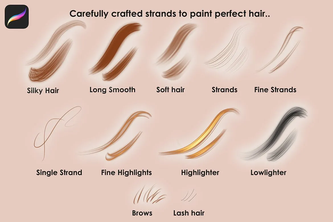 Hair Brushes for Procreate – Realistic & Artistic Brushes for Digital Stylists