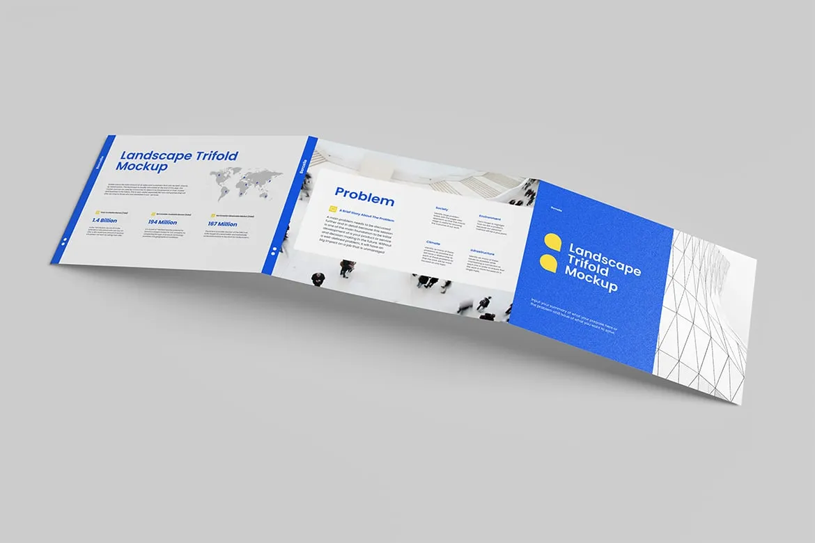 Landscape Trifold Brochure Mockup – Professional & Modern Design