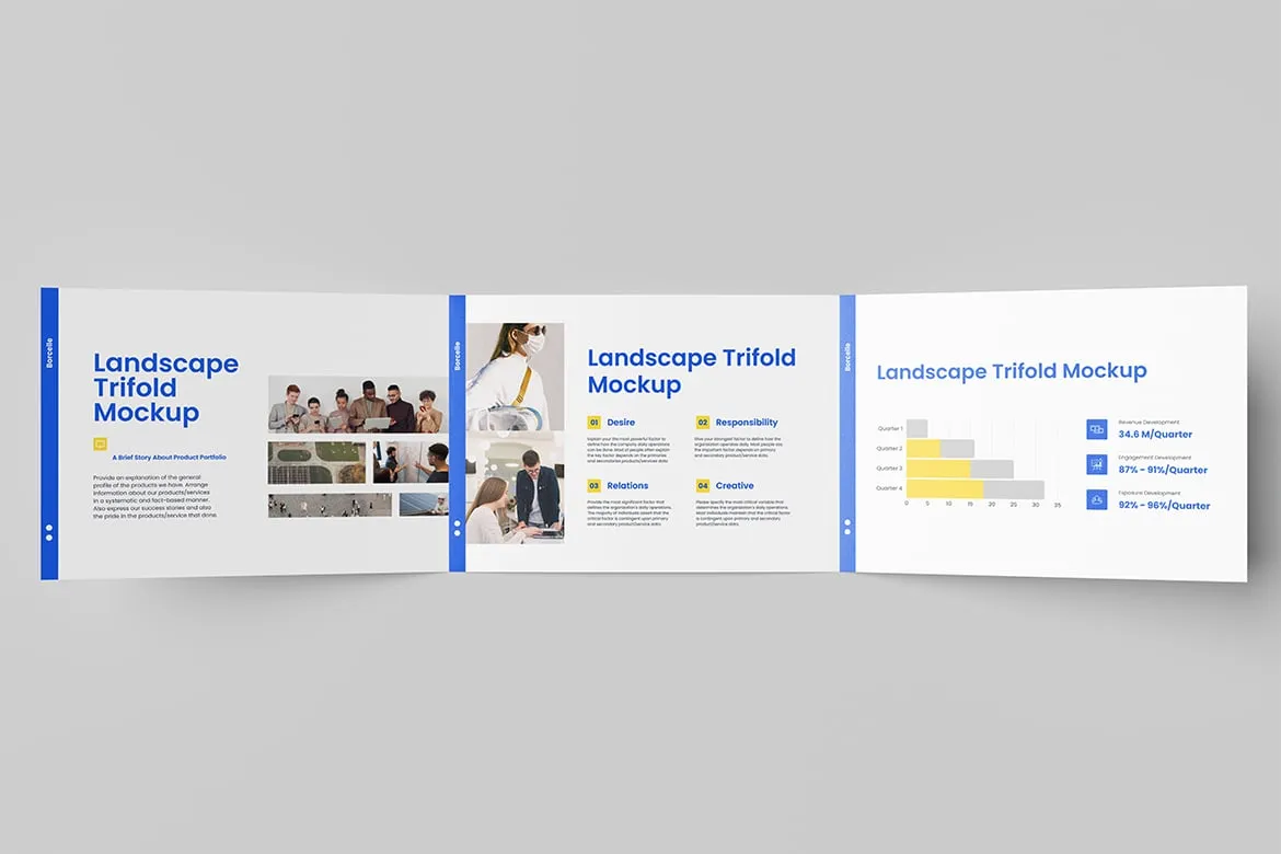 Landscape Trifold Brochure Mockup – Professional & Modern Design
