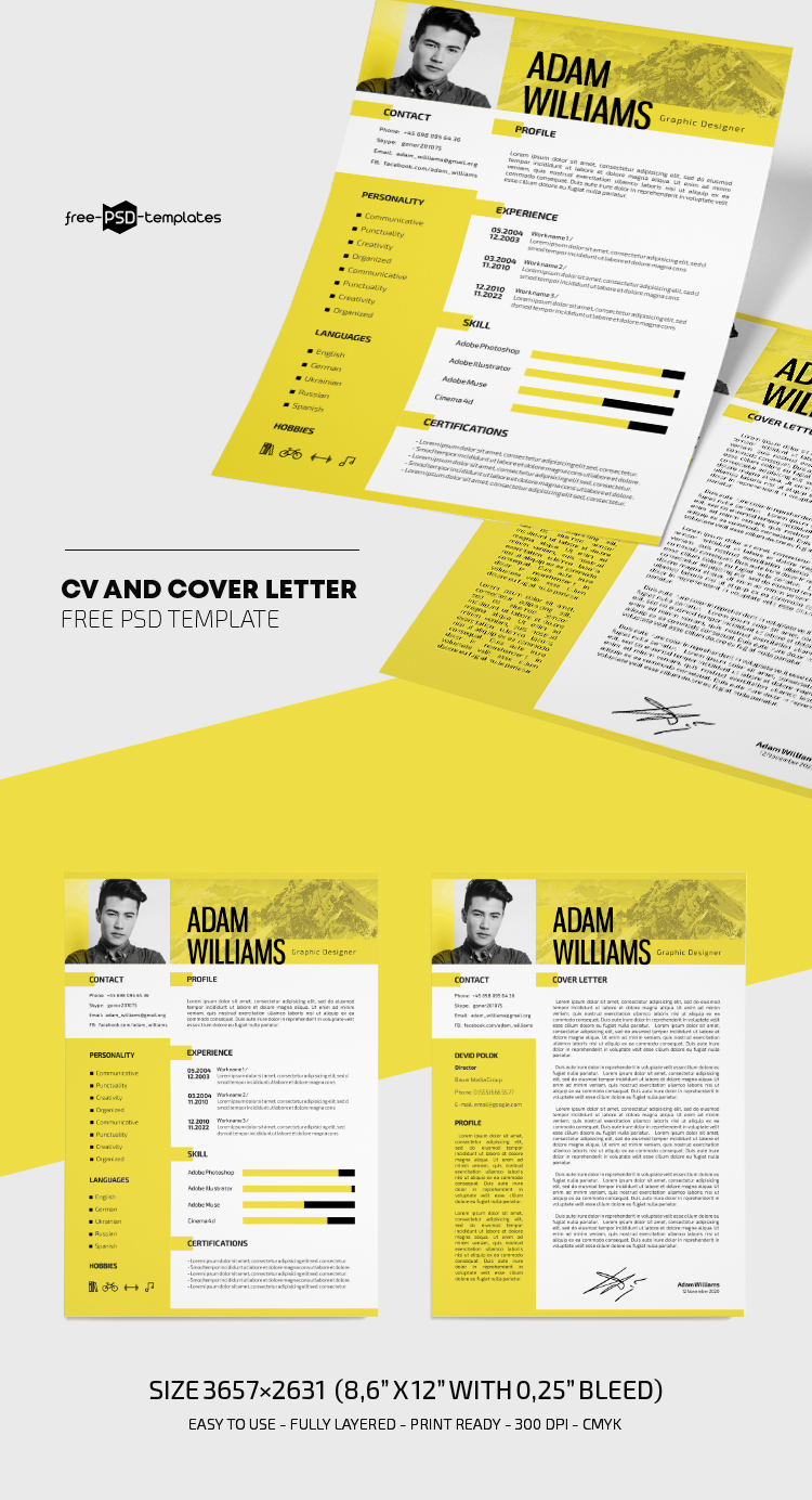Free CV Resume Template in PSD – Download Professional Resume Design