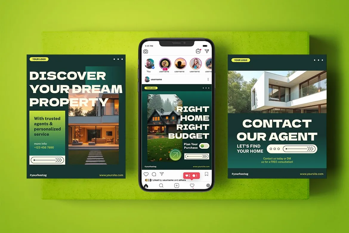 Real Estate Instagram Post – Editable & Eye-Catching Templates for Social Media