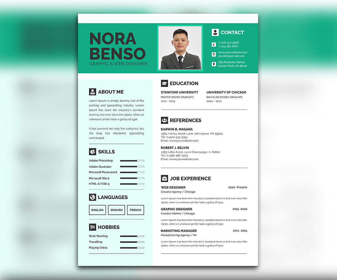 Clean Modern Resume Portfolio Template – Download for Free or Premium Use