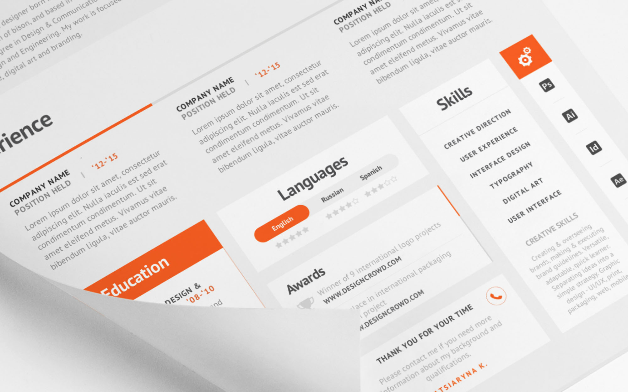 UI UX Designer Creative Resume Free PSD Template – Download Now
