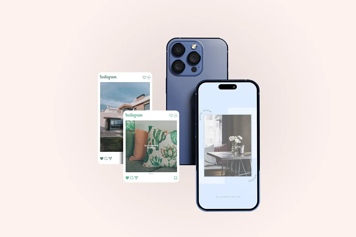 Social Media and Smartphone Mockup – Free Download PSD Template