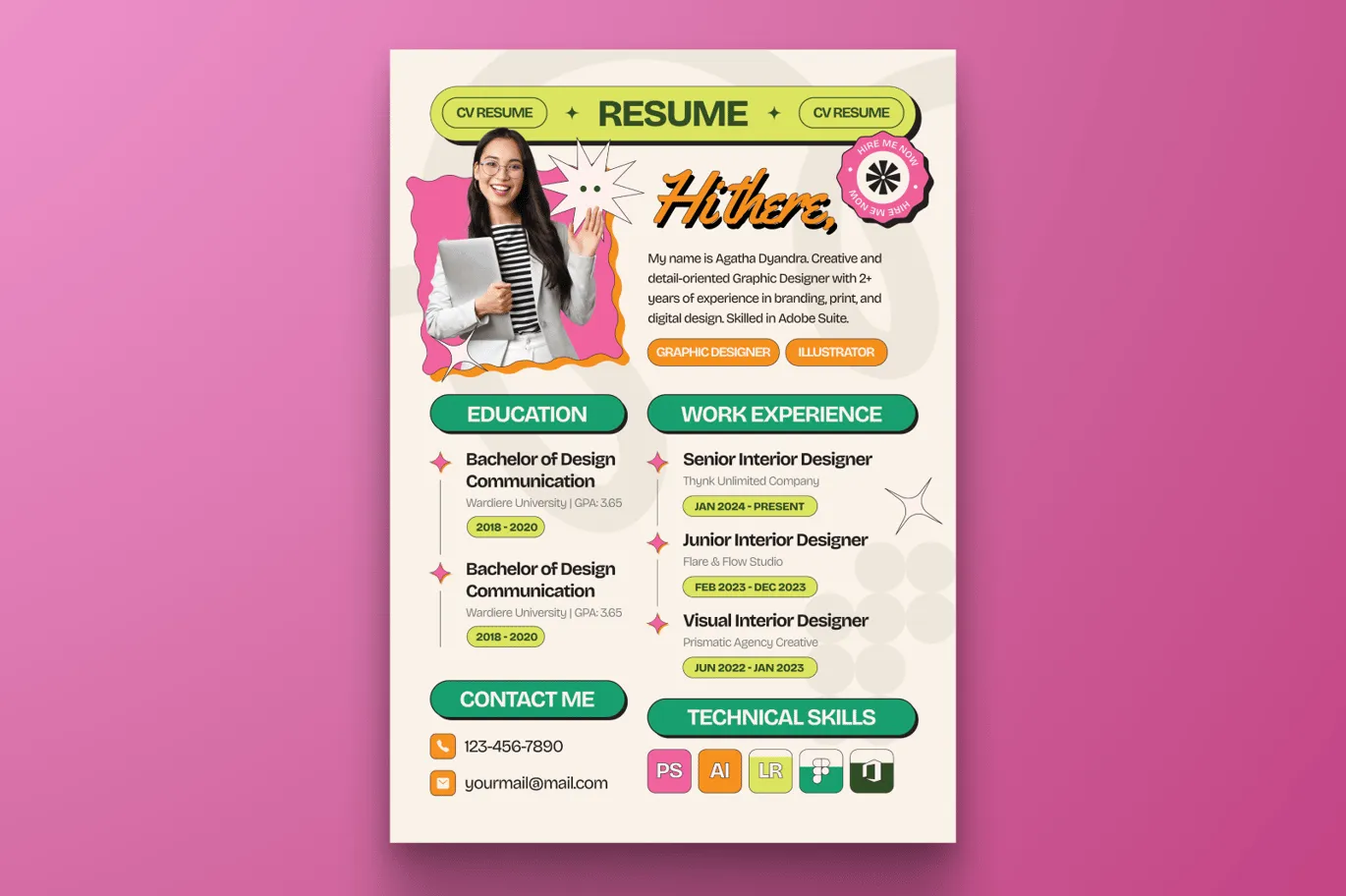 Vibrant Creative CV Resume Template for Designers & Professionals