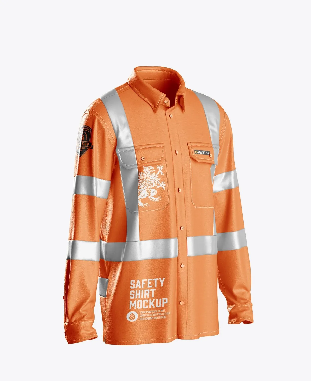 Work Safety Men’s Shirt Mockup – Realistic PSD Template for Branding & Uniform Design