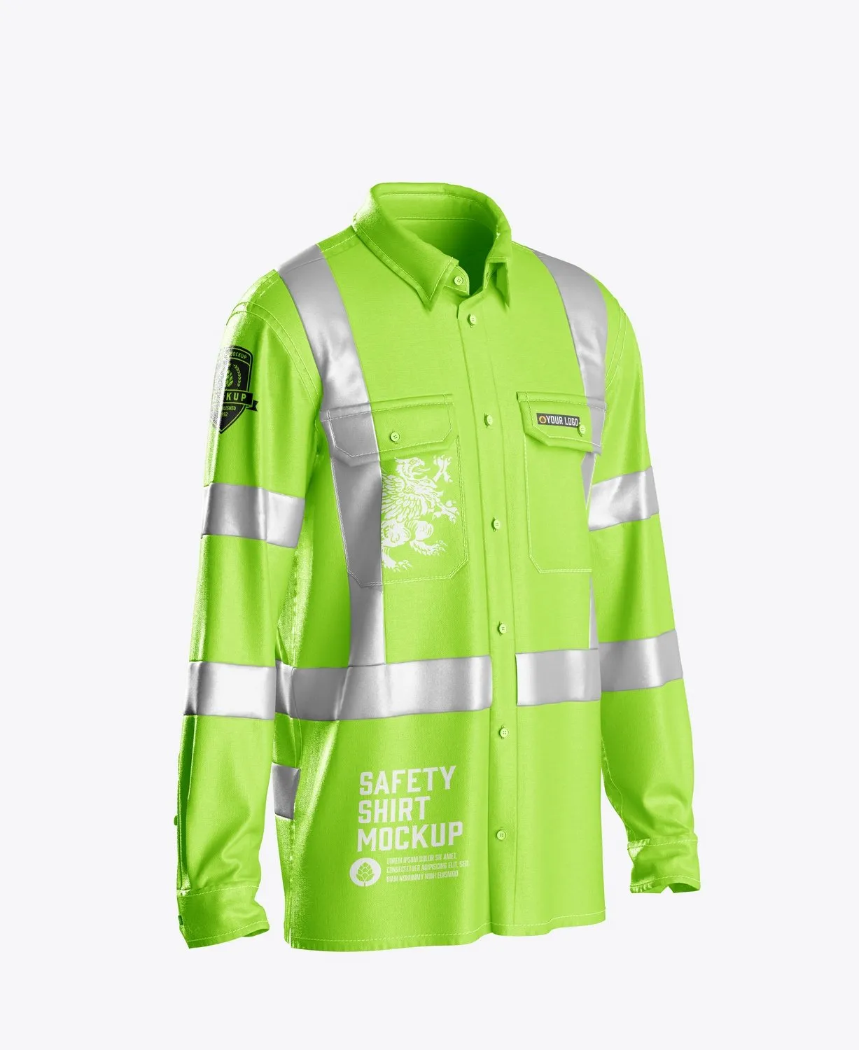 Work Safety Men’s Shirt Mockup – Realistic PSD Template for Branding & Uniform Design