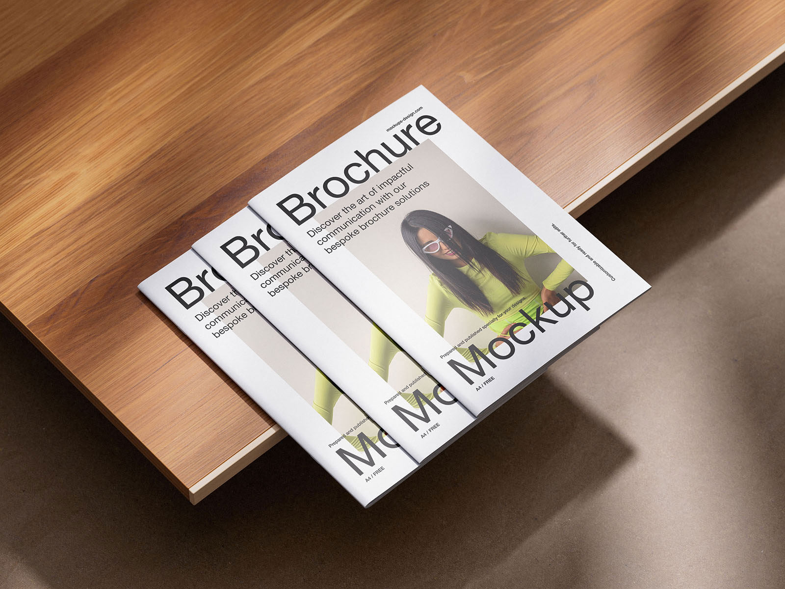 A4 Brochure on Wood Mockup – Free PSD Template for Elegant Presentation