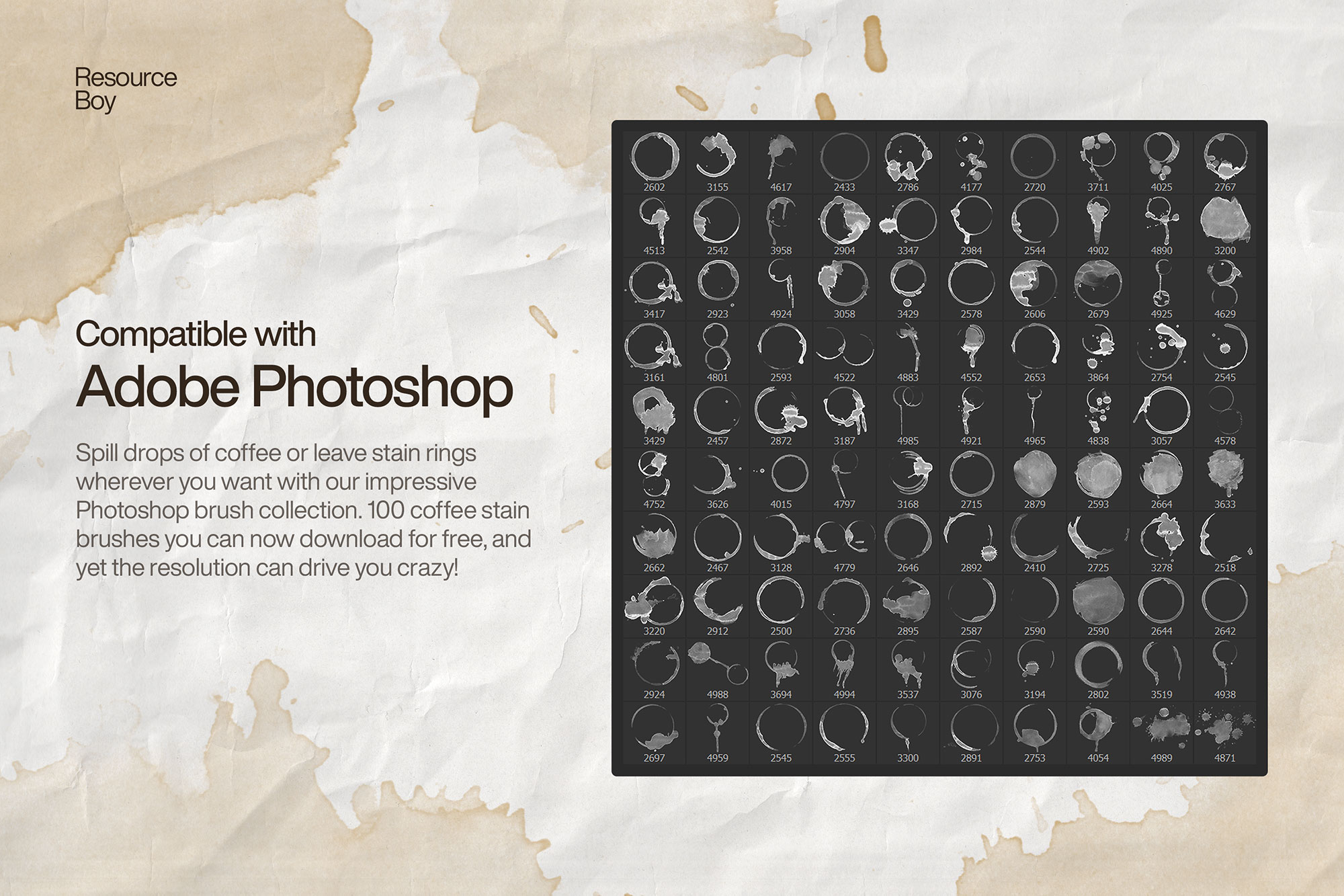 100 Coffee Stain Photoshop Brushes – Free & Premium Download