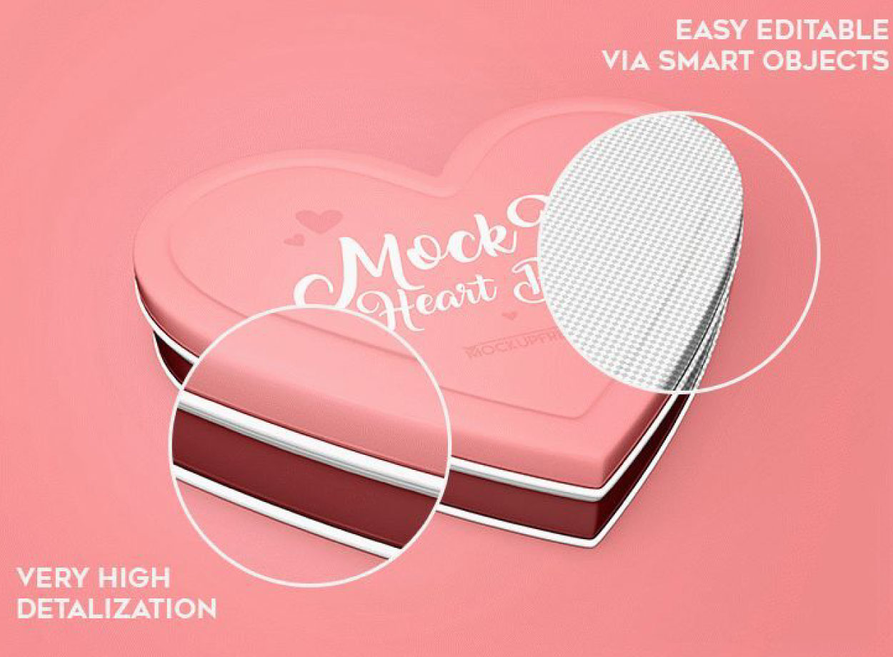 Mockup Featuring a Perspective Heart Box – Creative & Realistic Design