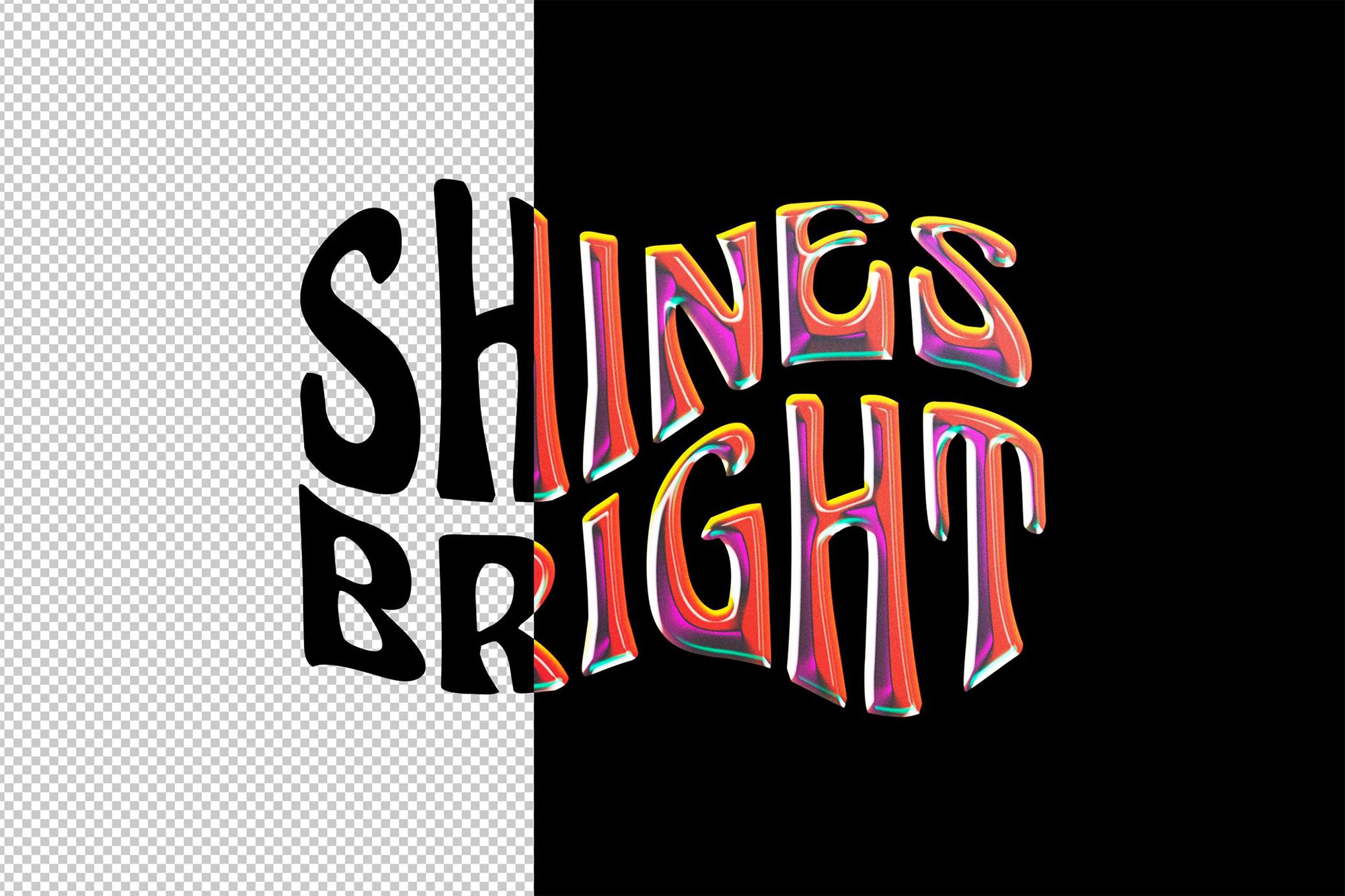 Rainbow Chrome Text and Logo Effect – Free & Editable PSD Template