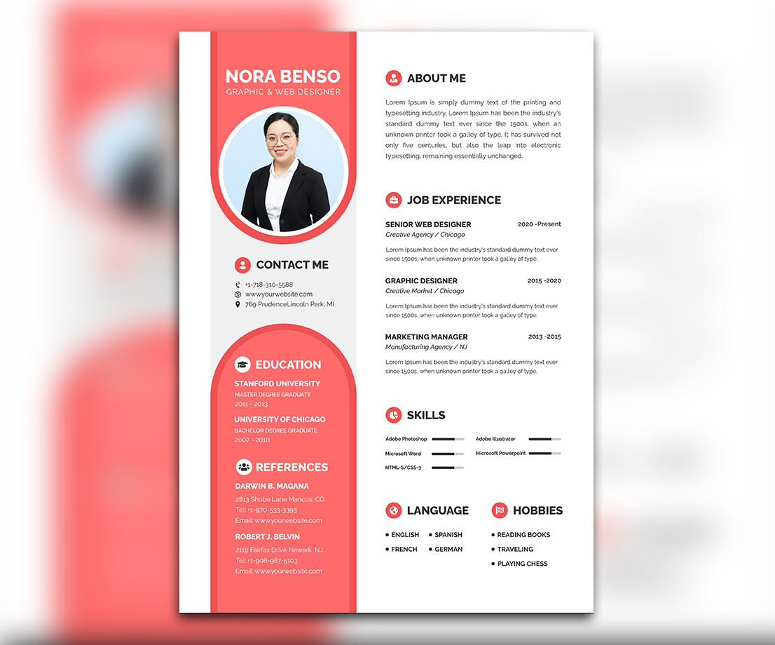 Cool Color Resume Template for Graphic Designers – Modern & Editable
